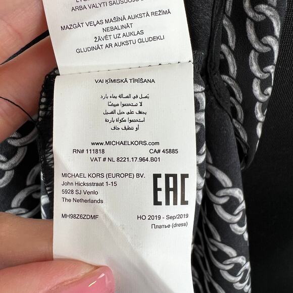 $175 Michael Kors Chain Link Border Handkerchief Black Asymmetrical Dress XS - Picture 9 of 9